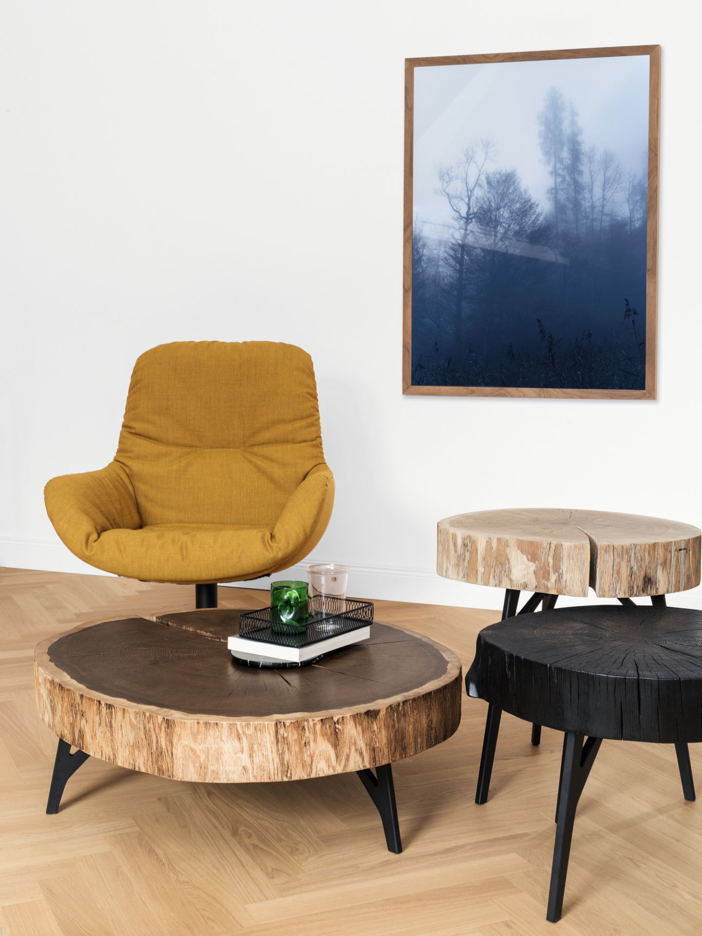 Stomp side table H40 charburned Janua | konisch tiefschwarz